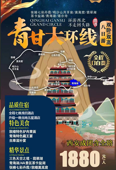 张掖七彩丹霞·嘉峪关·鸣沙山月牙泉·莫高窟· 翡...